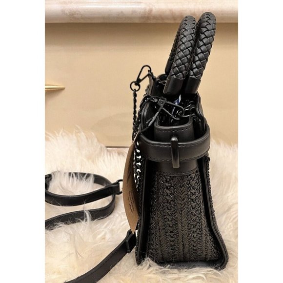 NWT STEVE MADDEN BHAYMANN CROSSBODY SATCHEL HAND BAG BLACK WOVEN TIKTOK VIRAL - Picture 4 of 8